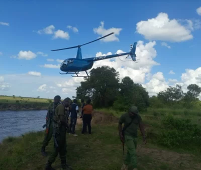 Helicopter Participates in Man’s Body Search in Mara River